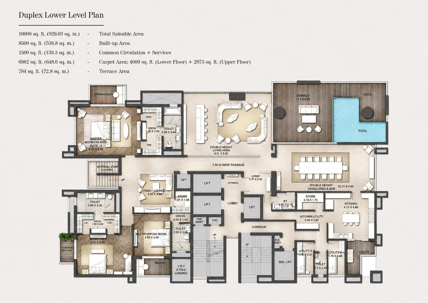 6 BHK Duplex floor plan