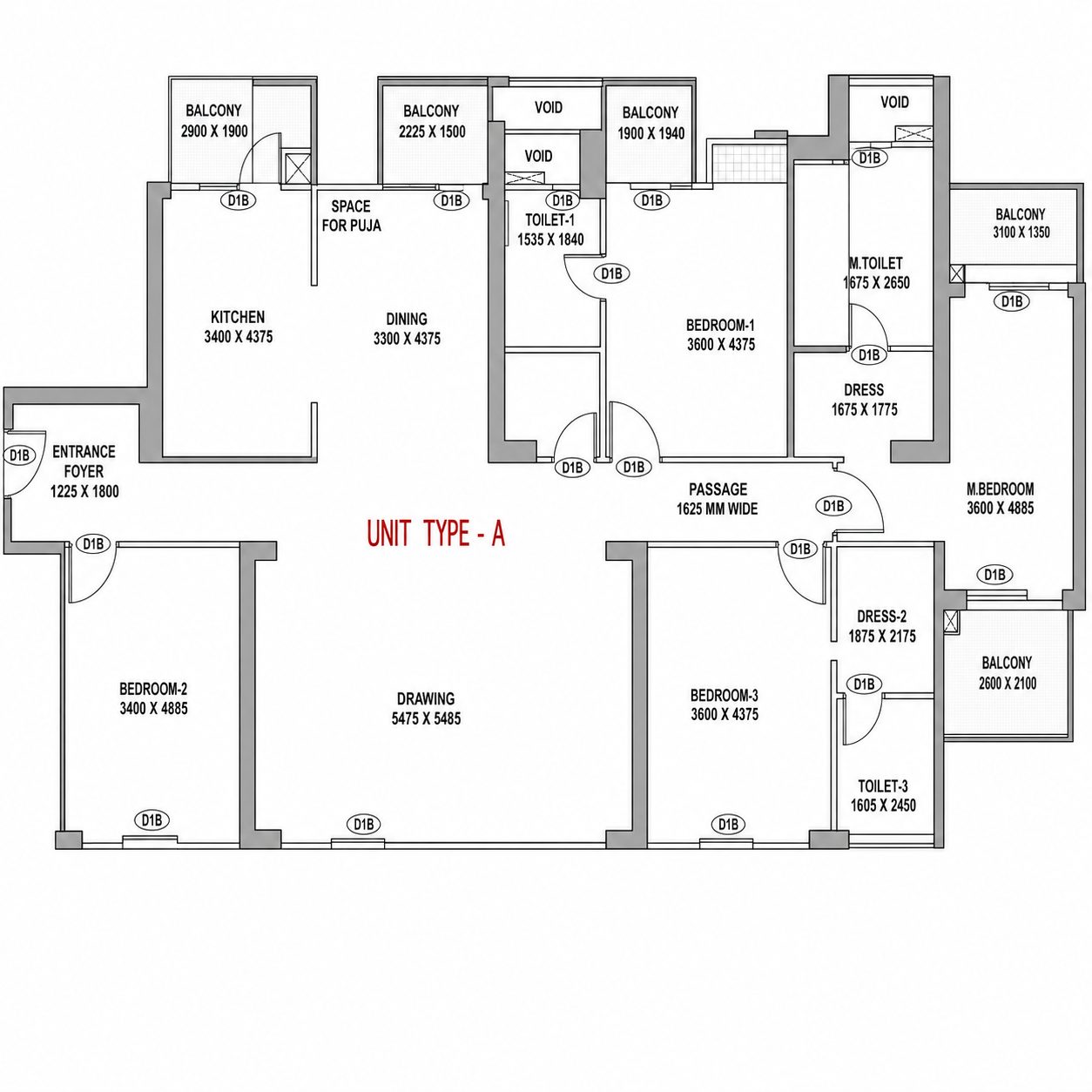 4 BHK floor plan