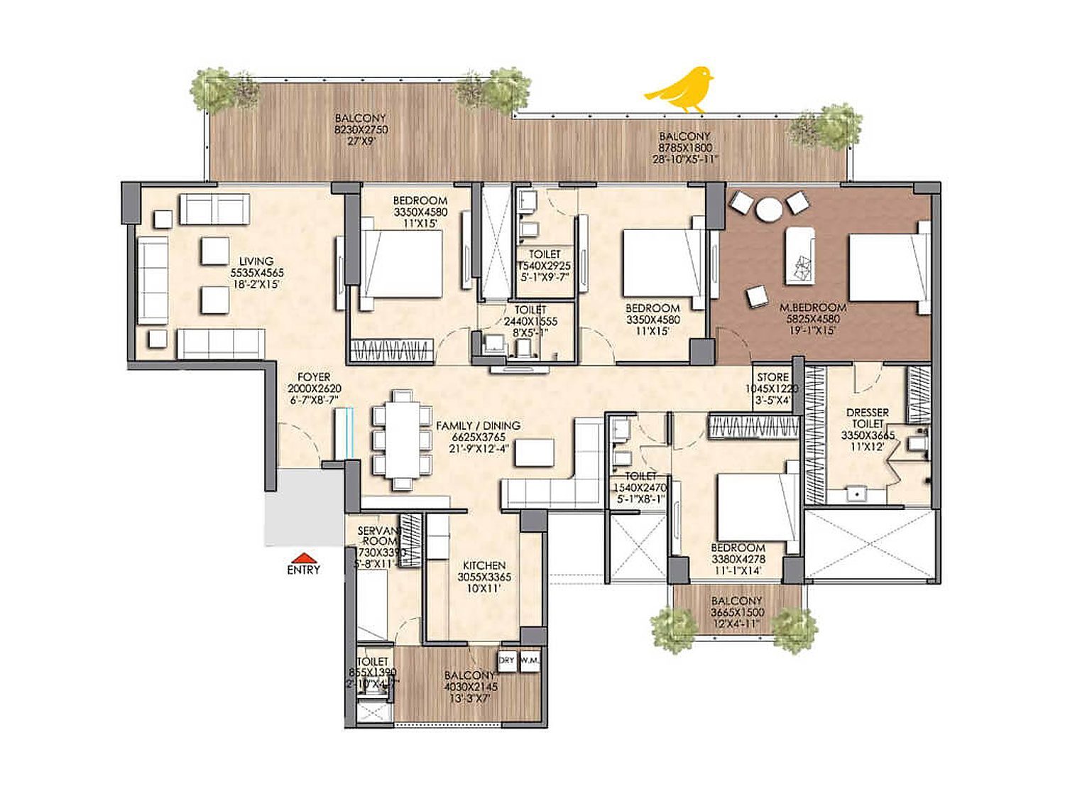 4 BHK Luxury	 floor plan