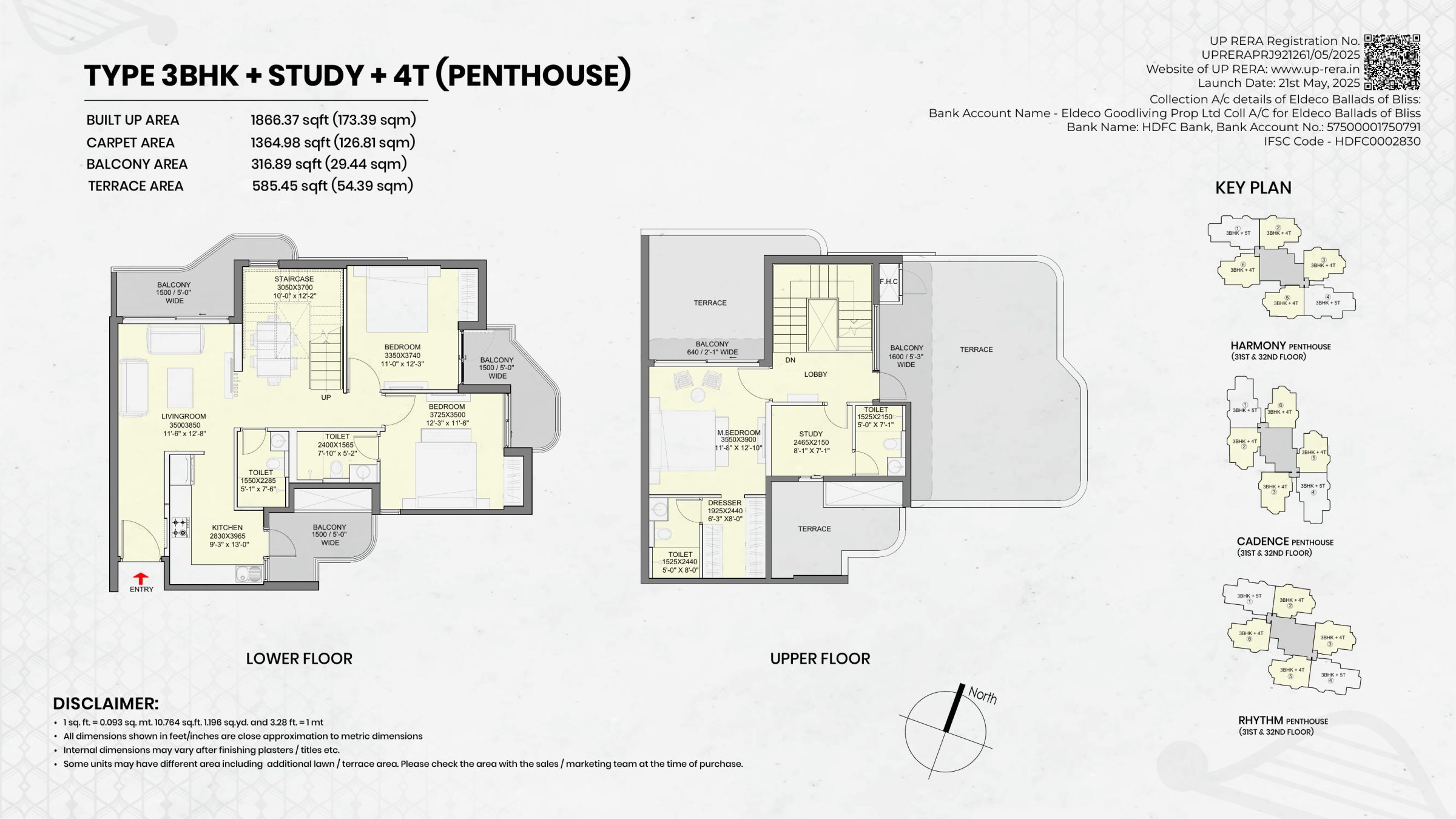 Eldeco Ballads of Bliss 3BHK Penthouse Floor Plan floor plan