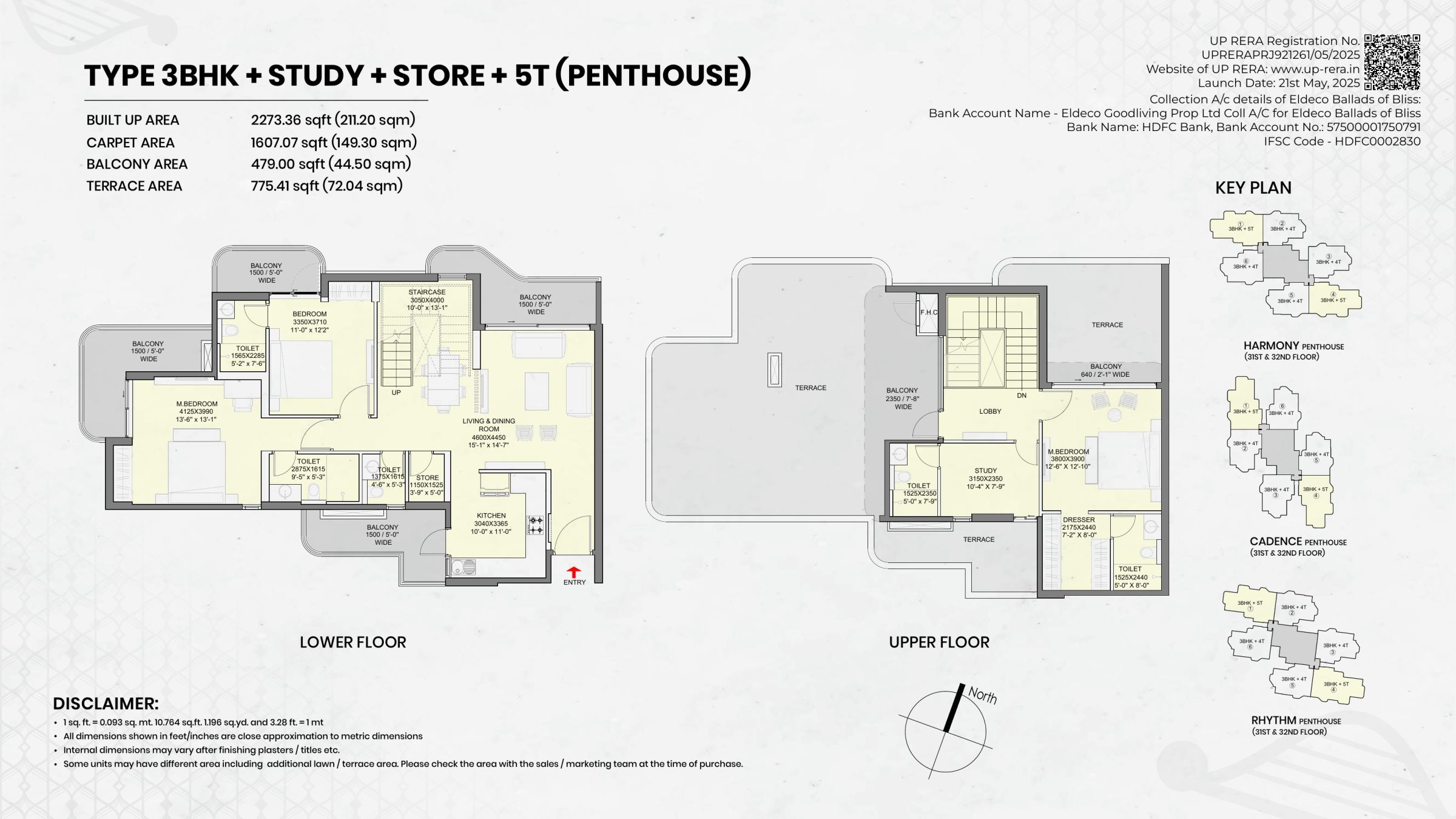 Eldeco Ballads of Bliss 3BHK Penthouse Floor Plan floor plan