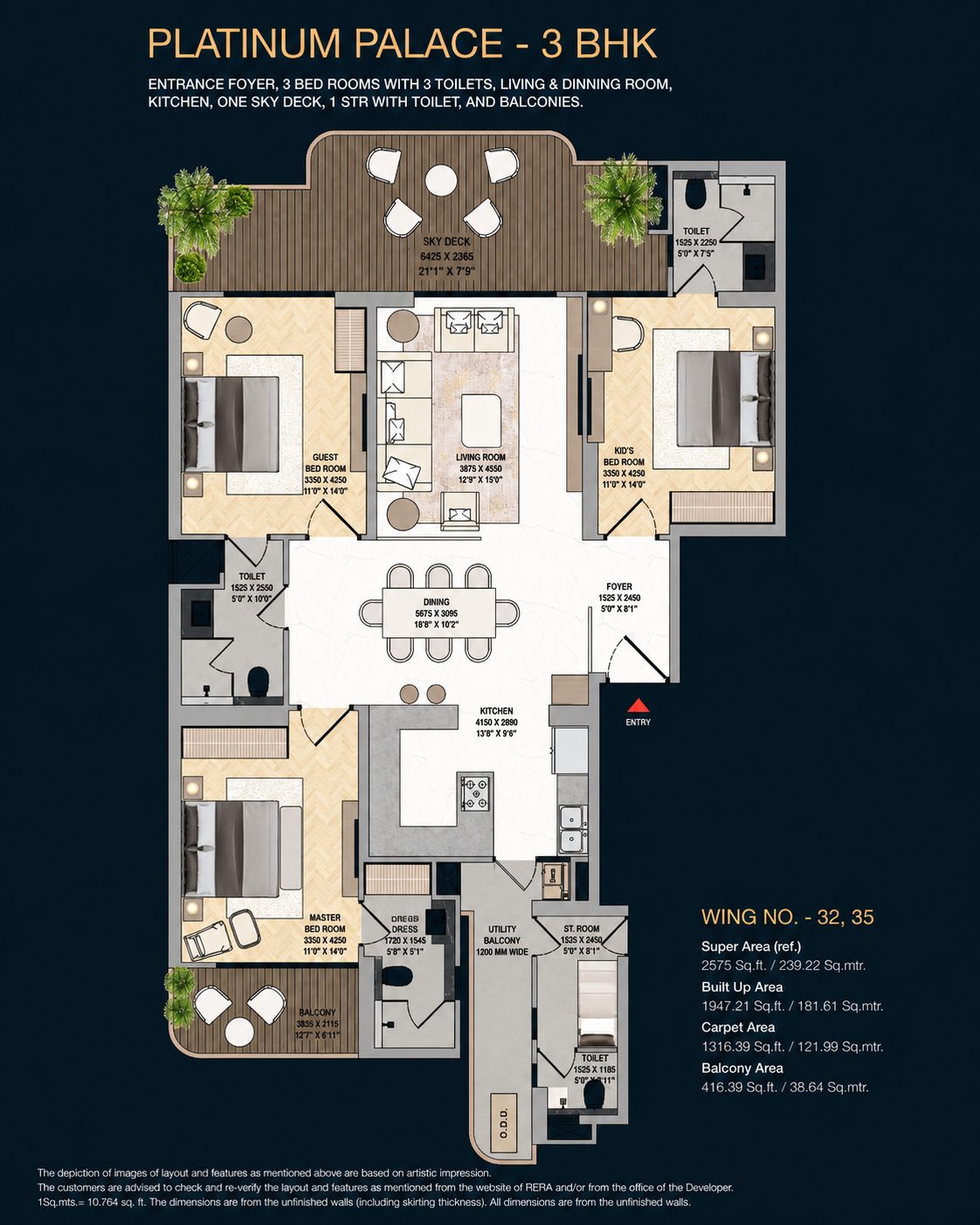 3 BHK  floor plan